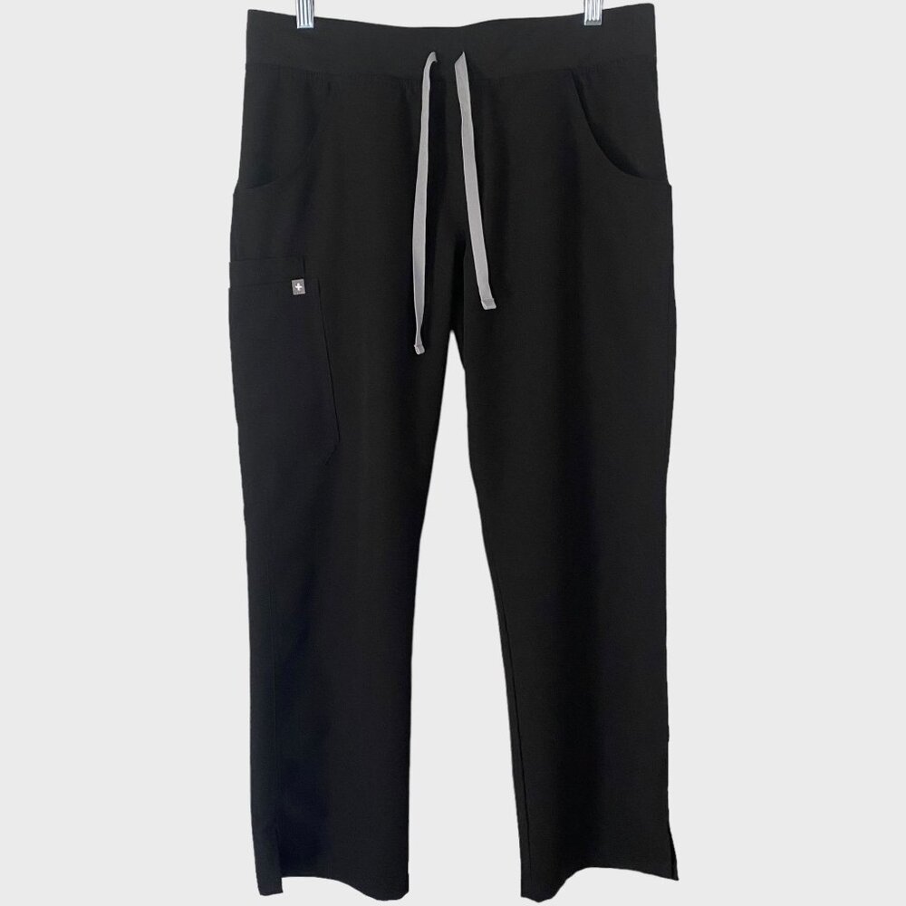 Figs Cade Cargo Scrub Pant Black Women's Medium High-Waisted Athletic Stretch